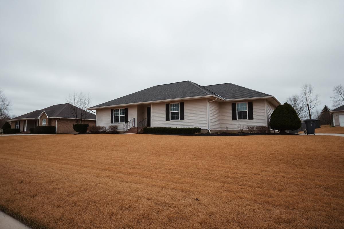 Suburban Exterior · Sky Replacement + Lawn — before